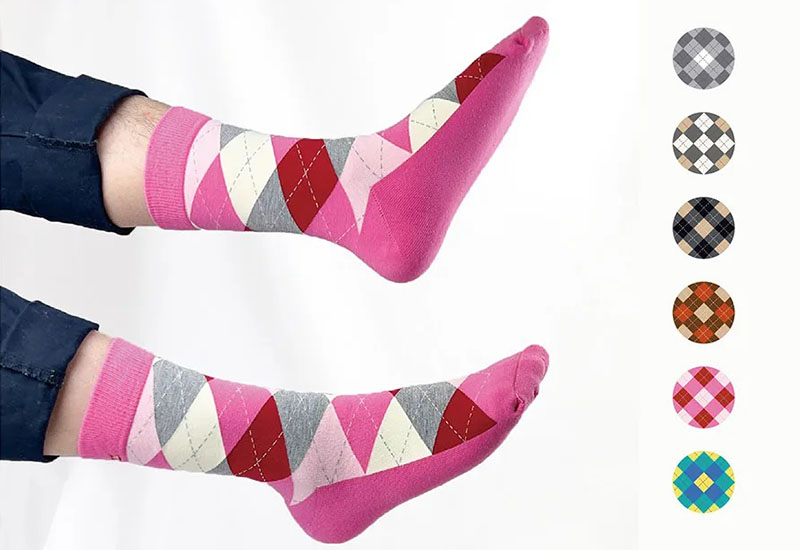 經典菱格紋-粉 厚襪款(2種尺寸)